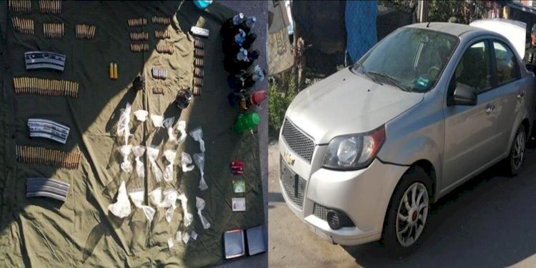 Aseguran en P. de Ixtla auto con armas, cartuchos y bombas molotov