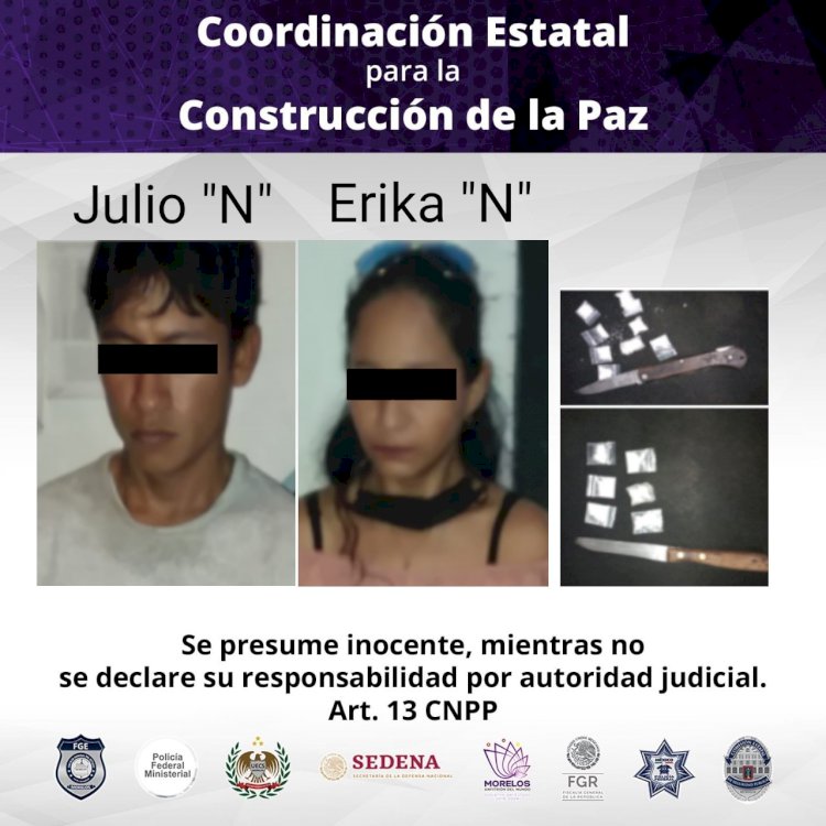 Cae pareja con droga; intentaba abrir un auto en Tlaquiltenango