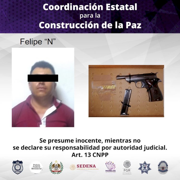 Ponen tras las rejas a sujeto armado detenido en Jiutepec