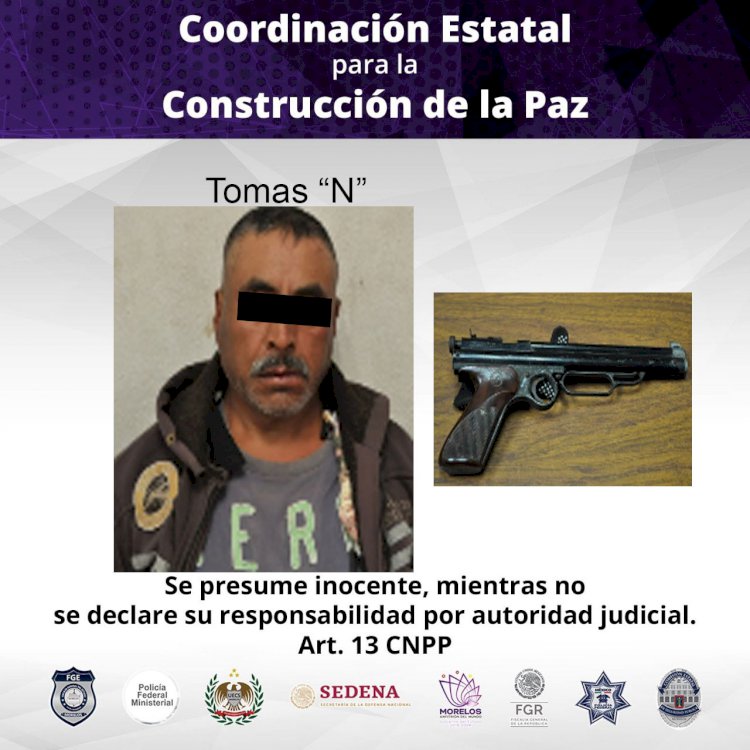 Detienen a su sujeto armado en Ocuituco