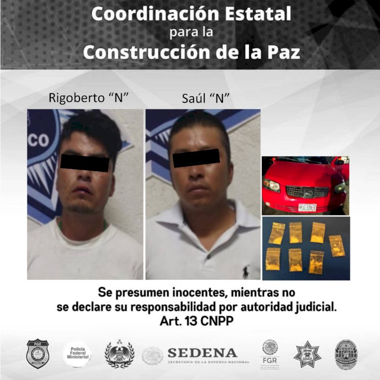 Detienen a dos sujetos en Temixco con aparente droga